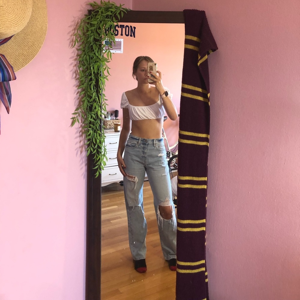 UO light wash boot cut jeans